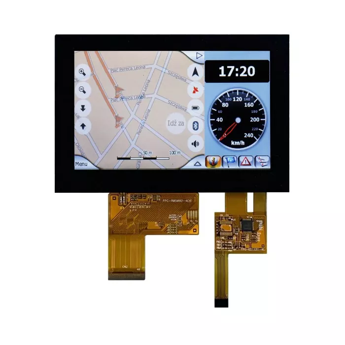 5 hazbeteko 800x480 TFT modulu transflektiboa